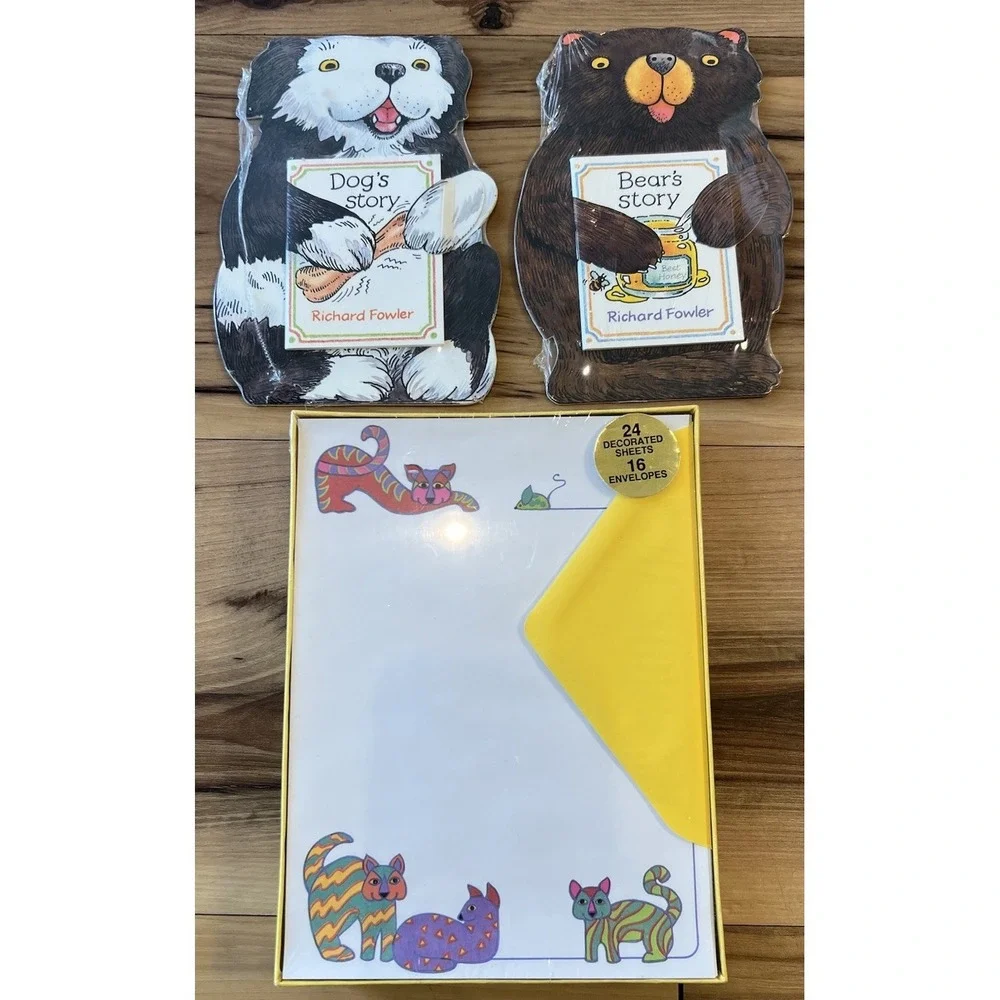 Vintage Richard Fowler Dog & Bear Story Books Cat‎ Letter Writing Set Sealed Lot